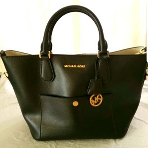 Michael Kors Black Leather Tote Bag